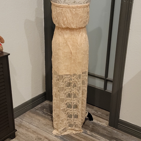 Bandeau Strapless Maxi Dress Light Peach - Picture 2 of 5